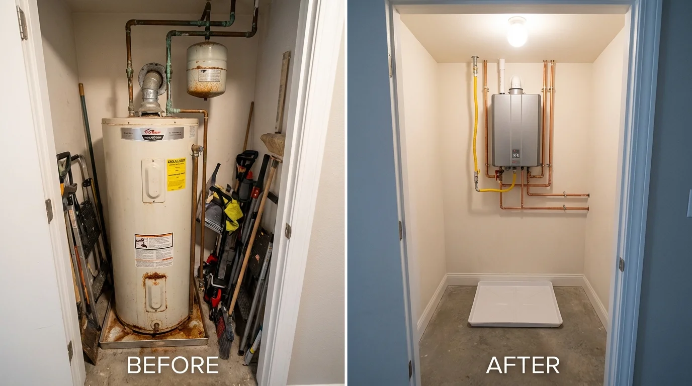 Tank water heater versus wall-mounted tankless unit comparison for Springfield, NJ homeowners