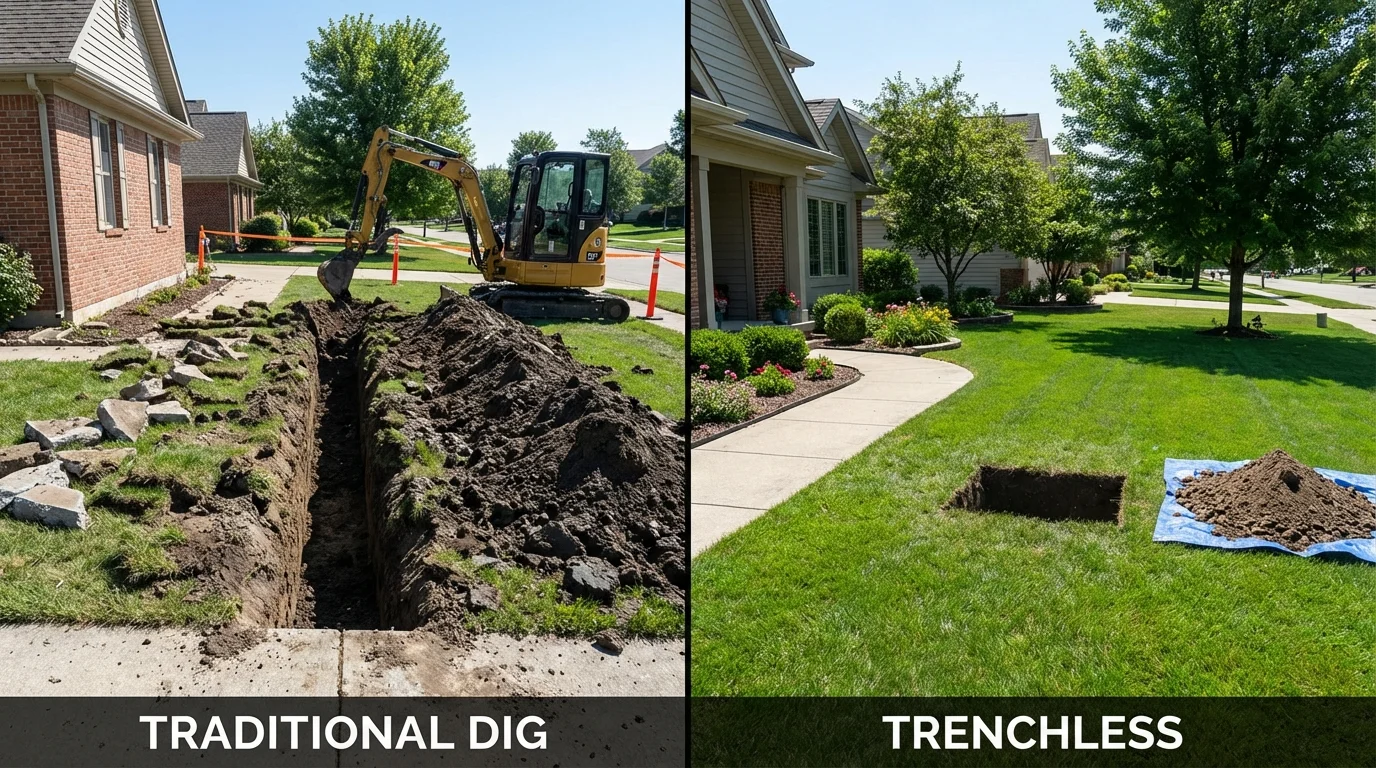 Trenchless sewer repair with minimal yard damage versus traditional excavation in Springfield, NJ